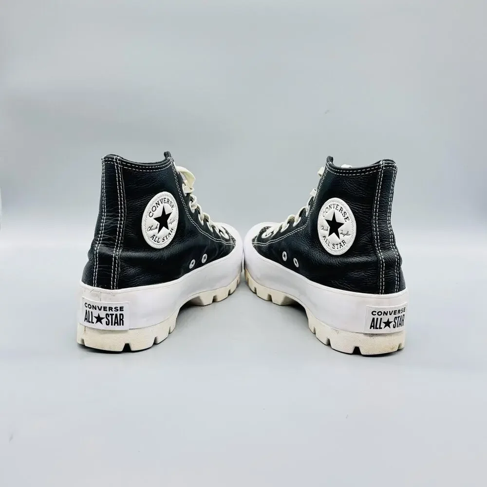 Converse Shoes Women 7.5 Black Leather Chuck Taylor All Star 2 High Top Sneakers - Picture 6 of 10